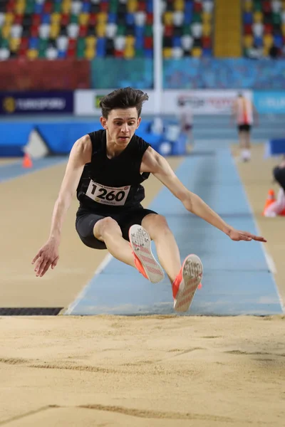 Istanbul Turkey February 2021 Nedefinovaný Sportovní Trojitý Skok Během Olympijských — Stock fotografie