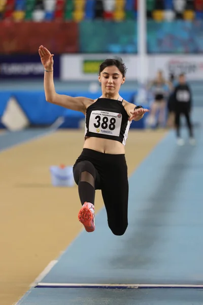 Istanbul Turkey February 2021 Undefined Athlete Long Jumping Turkish Athletic — Stock Photo, Image