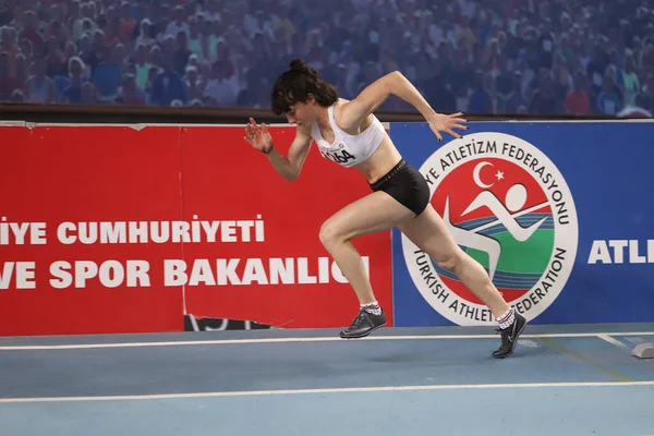 Istanbul Turkey February 2021 Undefined Athlete Running Turkish Athletic Federation — Stock Photo, Image