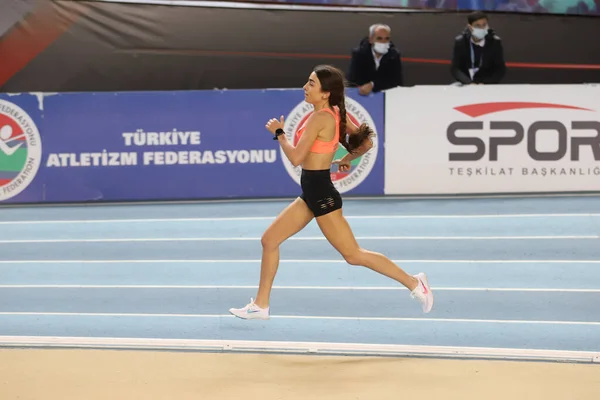 Istanbul Turkey February 2021 Undefined Athlete Running Turkish Athletic Federation — Stock Photo, Image