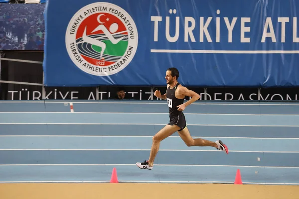 Istanbul Turkey February 2021 Neurčený Sportovec Běžící Během Olympijských Soutěží — Stock fotografie