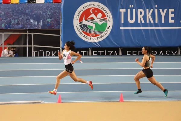 Istanbul Turkey February 2021 Athletes Running Turkish Athletic Federation Olympic — Stock Photo, Image
