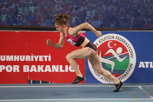 Istanbul Turkey Februari 2021 Ongedefinieerde Atleet Tijdens Olympische Drempelwedstrijden Van — Stockfoto