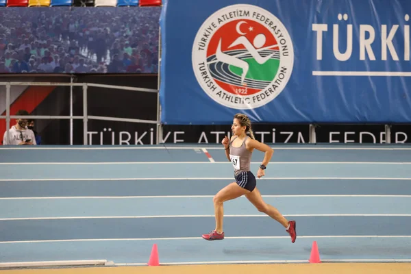 Istanbul Turquia Fevereiro 2021 Atleta Indefinido Correndo Durante Federação Atlética — Fotografia de Stock