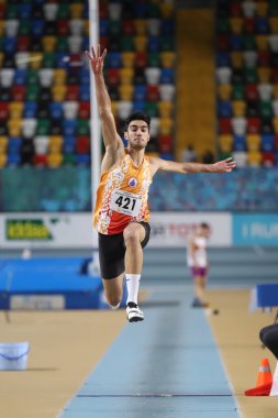 İSTANBUL, TURKEY - 14 Şubat 2021: Türkiye Atletizm Federasyonu Olimpiyat Eşiği sırasında tanımlanamayan atletler