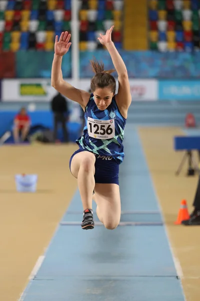 Istanbul Turquia Fevereiro 2021 Atleta Indefinido Salto Triplo Durante Federação — Fotografia de Stock