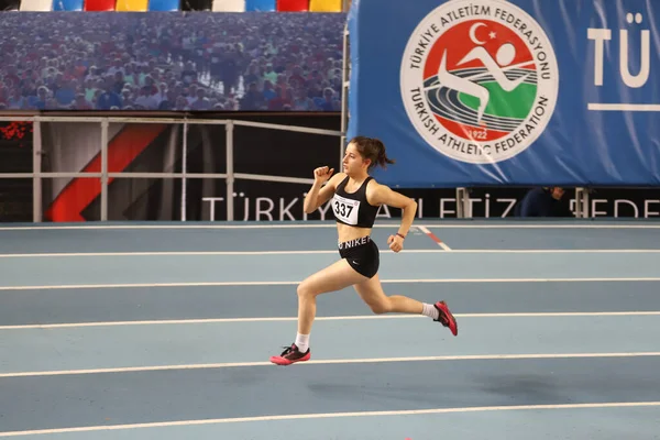 Istanbul Turkey February 2021 Undefined Athletes Running Turkish Athletic Federation — 스톡 사진
