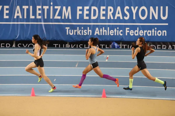 Istanbul Turchia Febbraio 2021 Atleti Corsa Durante Competizioni Olimpiche Della — Foto Stock