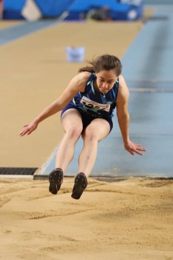 İSTANBUL, TURKEY - 14 Şubat 2021: Türkiye Atletizm Federasyonu Olimpiyat Eşiği sırasında tanımlanamayan atletler