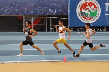 İSTANBUL, TURKEY - 14 Şubat 2021: Türkiye Atletizm Federasyonu Olimpiyat Eşiği sırasında koşan sporcular