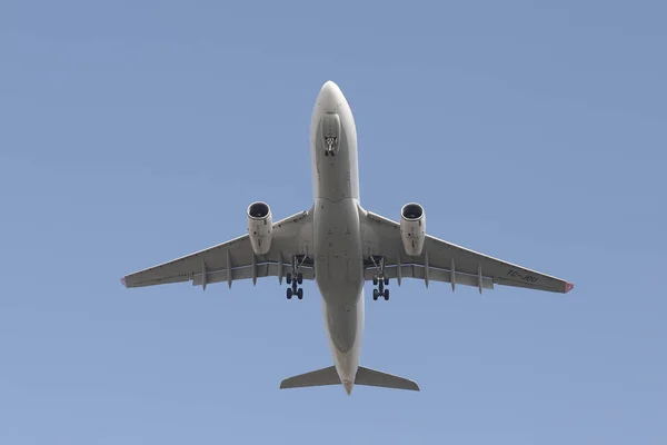 stock image ISTANBUL, TURKEY - FEBRUARY 27, 2021: Turkish Airlines Cargo Airbus A330-243F (CN 1550) landing to Istanbul Ataturk Airport.