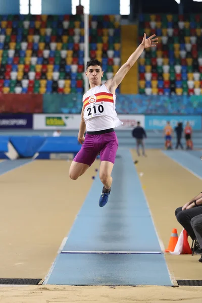 Istanbul Turquia Fevereiro 2021 Atleta Indefinido Salto Distância Durante Competições — Fotografia de Stock