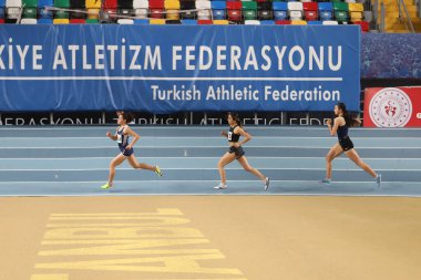 İSTANBUL, TURKEY - 27 Şubat 2021: Türkiye Atletizm Federasyonu Olimpiyat Eşiği sırasında koşan sporcular
