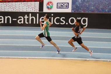 İSTANBUL, TURKEY - 27 Şubat 2021: Türkiye Atletizm Federasyonu Olimpiyat Eşiği sırasında koşan sporcular