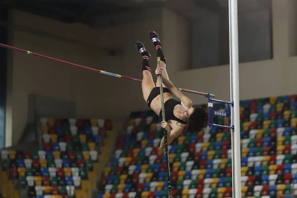 Istanbul Turkey February 2021 Undefined Athlete Pole Vaulting Turkish Athletic — Stock Photo, Image