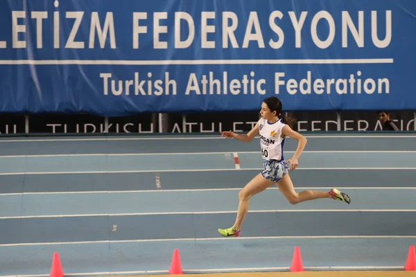 Istanbul Türkei März 2021 Unbekannter Athlet Läuft Bei Hallen Leichtathletik — Stockfoto