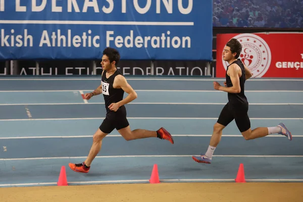 Istanbul Turquía Marzo 2021 Atletas Corriendo Durante Los Campeonatos Atletismo — Foto de Stock