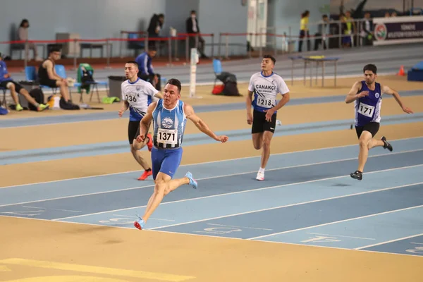 Istanbul Turkey Mart 2021 Türkiye Atletizm Federasyonu Nda Metre Koşan — Stok fotoğraf