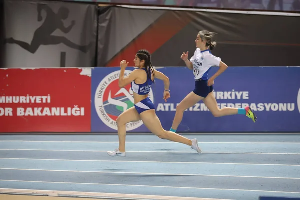 Istanbul Turquía Marzo 2021 Atletas Corriendo Durante Los Campeonatos Atletismo — Foto de Stock