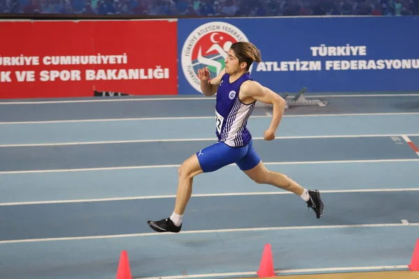 Istanbul Turquía Marzo 2021 Atleta Indefinido Corriendo Durante Los Campeonatos — Foto de Stock