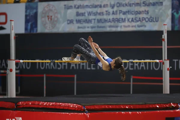 Istanbul Turchia Marzo 2021 Atleta Indefinito Salto Alto Durante Campionati — Foto Stock