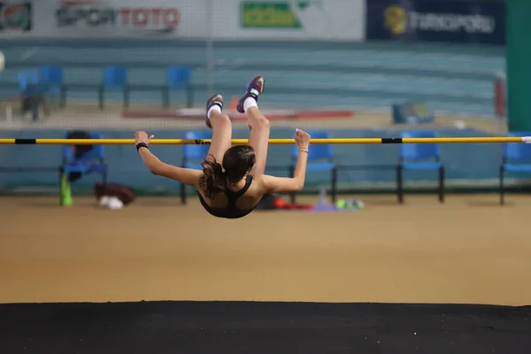 Istanbul Türkei März 2021 Undefiniertes Hochspringen Bei Den Hallen Leichtathletik — Stockfoto