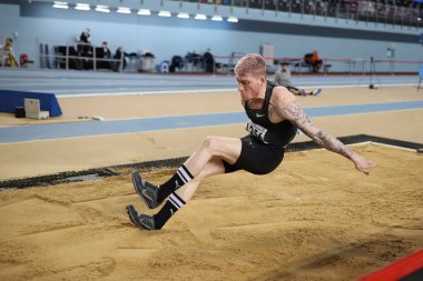 İSTANBUL, TURKEY - Mart 06, 2021: Türkiye Atletizm Federasyonu Koşu ve Alan Yarışmaları Şampiyonası sırasında uzun atlama