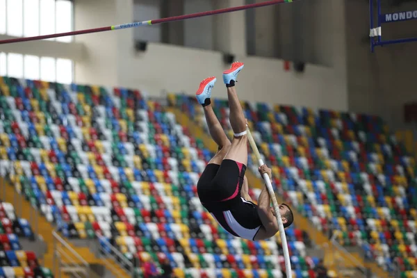 Istanbul Turkey March 2021 Undefined Athlete Pole Vaulting Turkish Athletic — Stock Photo, Image