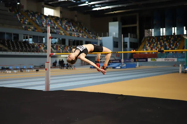 Istanbul Turquia Março 2021 Atleta Indefinido Salto Altura Durante Campeonatos — Fotografia de Stock