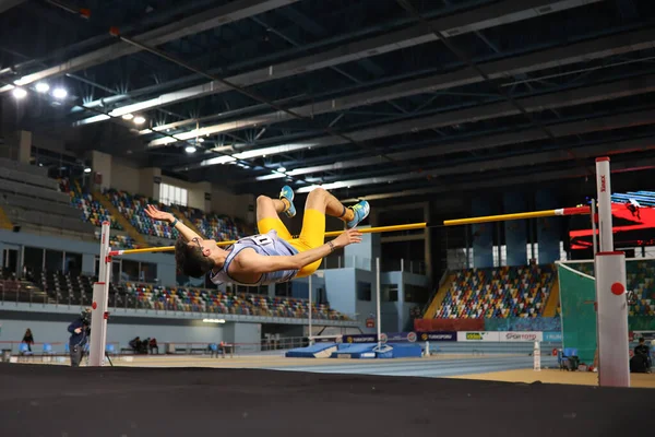 Istanbul Turquia Março 2021 Atleta Indefinido Salto Altura Durante Campeonatos — Fotografia de Stock