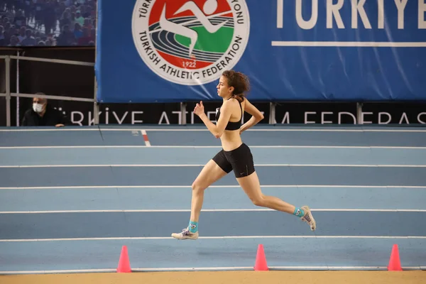 Istanbul Turquia Março 2021 Atleta Indefinido Correndo Durante Campeonato Turco — Fotografia de Stock