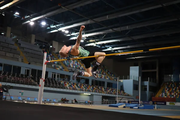 Istanbul Turquia Março 2021 Atleta Indefinido Salto Altura Durante Campeonatos — Fotografia de Stock