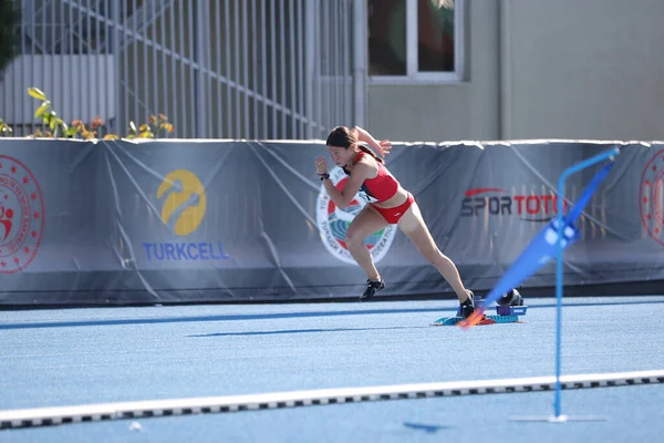 Istanbul Turkey Června 2021 Nedefinovaný Sportovec Běžící Během Atletického Mistrovství — Stock fotografie