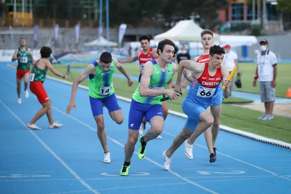 Istanbul Turkey June 2021 Athletes Running Running 4X400 Metres Relay — Stock Photo, Image