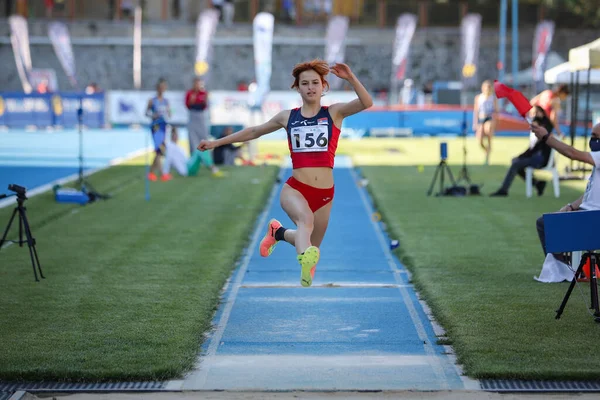 Istanbul Turchia Giugno 2021 Atleta Indefinito Triplo Salto Durante Campionati — Foto Stock