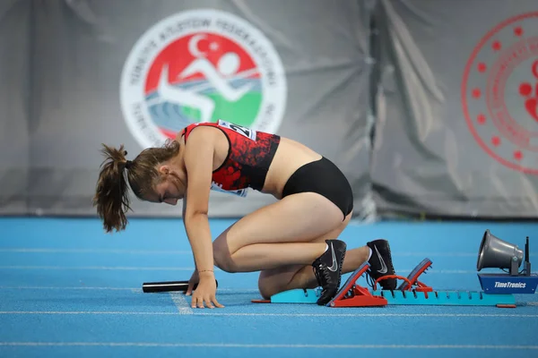 Istanbul Turquía Junio 2021 Atleta Indefinido Corriendo 4X100 Metros Relevo — Foto de Stock