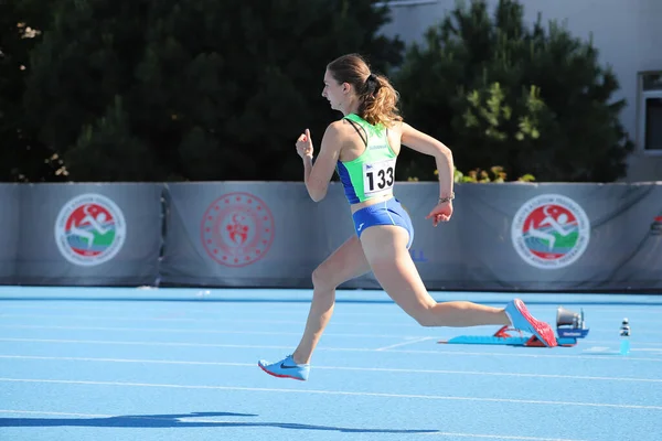 Istanbul Turquia Junho 2021 Atleta Indefinido Correndo Durante Campeonatos Atletismo — Fotografia de Stock