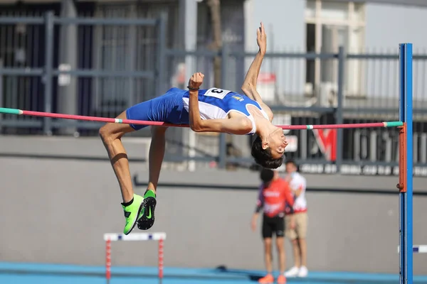 Istanbul Turquia Junho 2021 Atleta Indefinido Salto Altura Durante Campeonatos — Fotografia de Stock