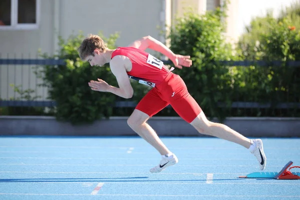 Istanbul Turquia Junho 2021 Atleta Indefinido Correndo Durante Campeonatos Atletismo — Fotografia de Stock