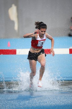 ISTANBUL, TURKEY - 12 Haziran 2021: Balkan U20 Atletizm Şampiyonası sırasında tanımlanamayan atlet