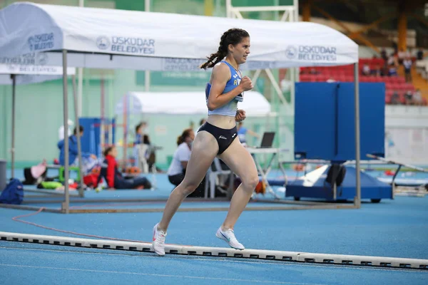 Istanbul Turkey June 2021 Undefined Athlete Running Hurdles Balkan U20 — Stock Photo, Image