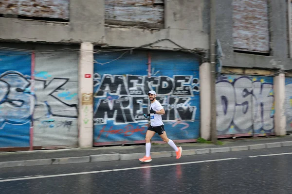 Istanbul Turquia Abril 2021 Atleta Correndo Meia Maratona Istambul Cidade — Fotografia de Stock