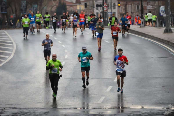 Istanbul Turquia Abril 2021 Atletas Correndo Meia Maratona Istambul Cidade — Fotografia de Stock