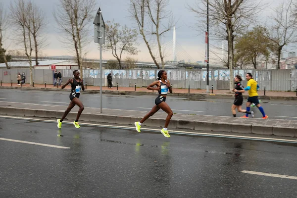 Istanbul Turkey April 2021 Idrottare Som Springer Istanbul Half Marathon — Stockfoto