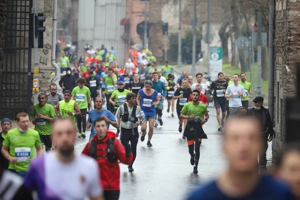Istanbul Türkei April 2021 Athleten Beim Istanbul Halbmarathon Der Altstadt — Stockfoto
