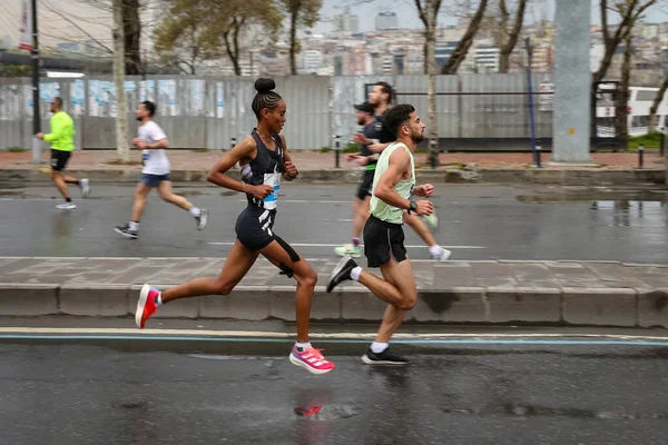 Stanbul Turkey Nisan 2021 Stanbul Eski Kentinde Stanbul Yarımaratonu Nda — Stok fotoğraf