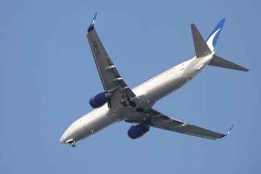 ISTANBUL, TURKEY - 24 Mayıs 2021: AnadoluJet Havayolları Boeing 737-8Q8 (CN 41808) İstanbul Sabiha Gokcen Havalimanı 'na indi.