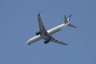 ISTANBUL, TURKEY - 24 Mayıs 2021: AnadoluJet Havayolları Boeing 737-8F2 (CN 29773) İstanbul Sabiha Gokcen Havalimanı 'na indi.