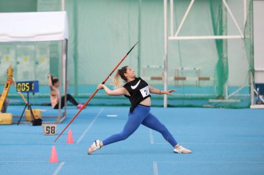 İSTANBUL, TURKEY - 23 Haziran 2021: Türkiye Atletizm Federasyonu Cezmi veya Kupası sırasında tanımlanamayan atlet cirit atma