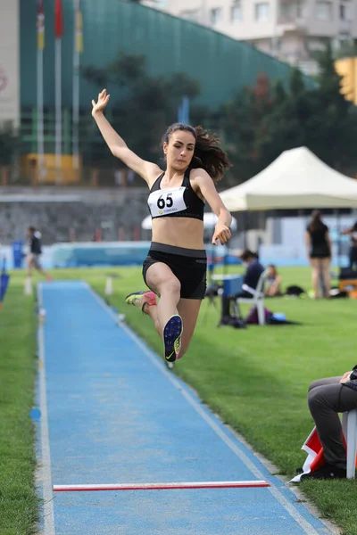 Istanbul Turquia Junho 2021 Atleta Indefinido Salto Comprimento Durante Federação — Fotografia de Stock